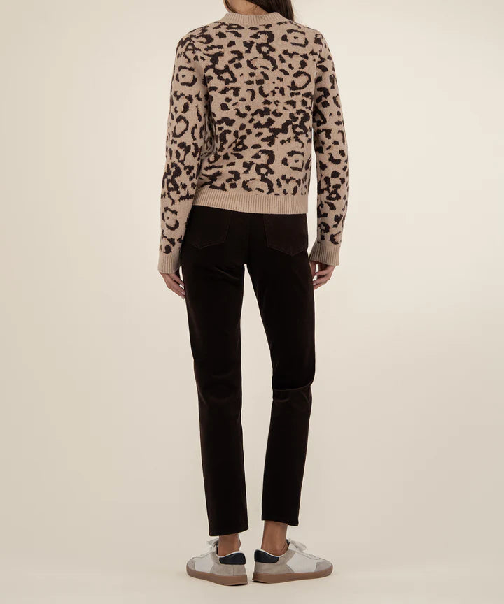 Gisela Animal Print Pullover Sweater by Kut from the Kloth in Beige and Brown