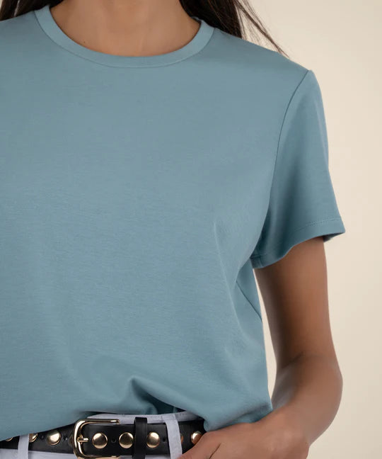 Remington Scoop Neck Short Sleeve Shirt by Kut from the Kloth in Sea Blue
