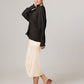 Iris Lettuce Edge Stripe Top by Wild Cosmos in Black