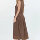 Bruni Topstitched Denim Effect Midi Dress by Ciebon in Brown