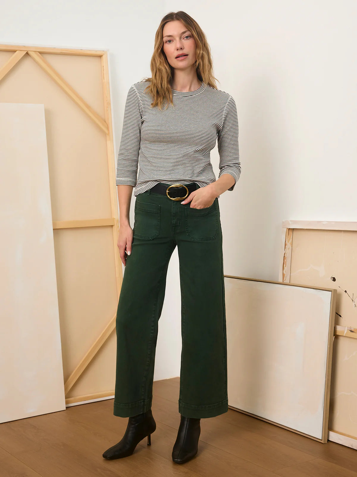 Chelsea Wide Leg Pant by Sanctuary in Washed Forest