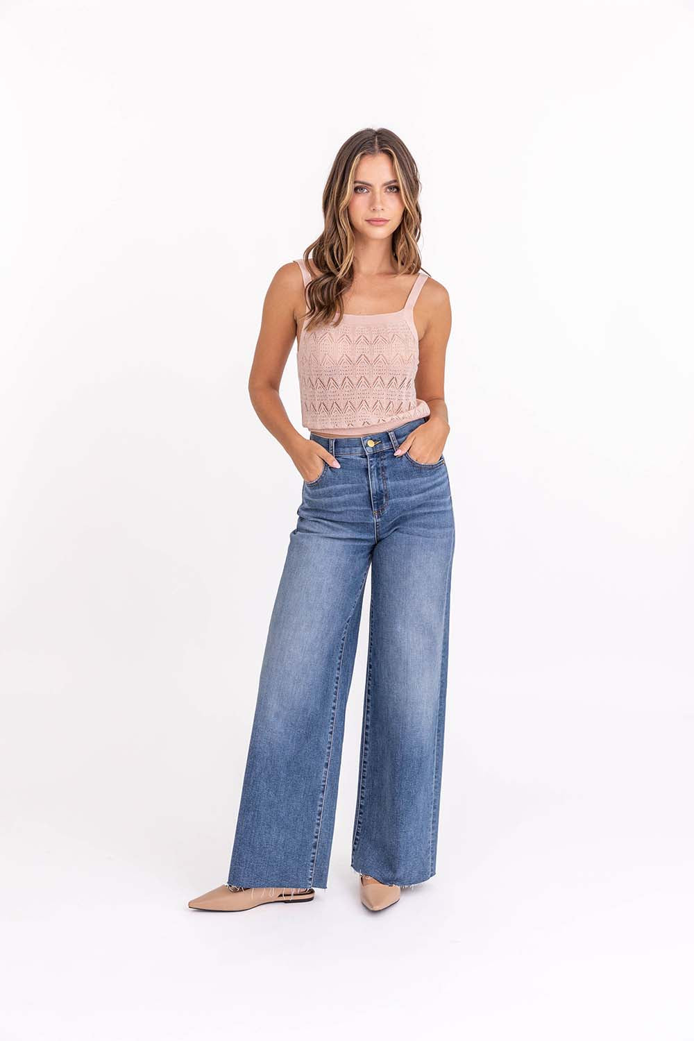 Hudson Wide Leg Jeans by Level 99 in Rainey