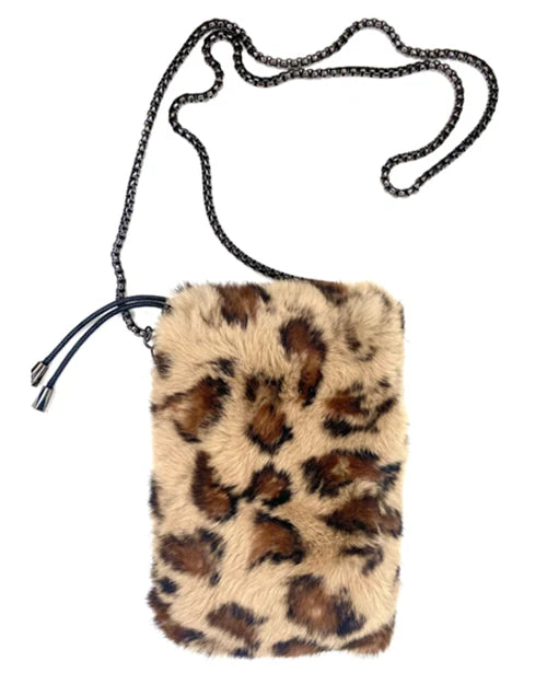 Rabbit Fur Handbag by Linda Richards in Leopard