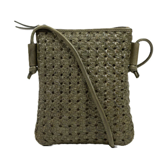 Traveler Rattan Leather Crossbody by LUZIA in Forest