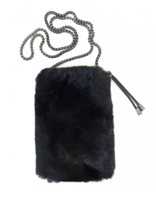Rabbit Fur Handbag by Linda Richards in Black
