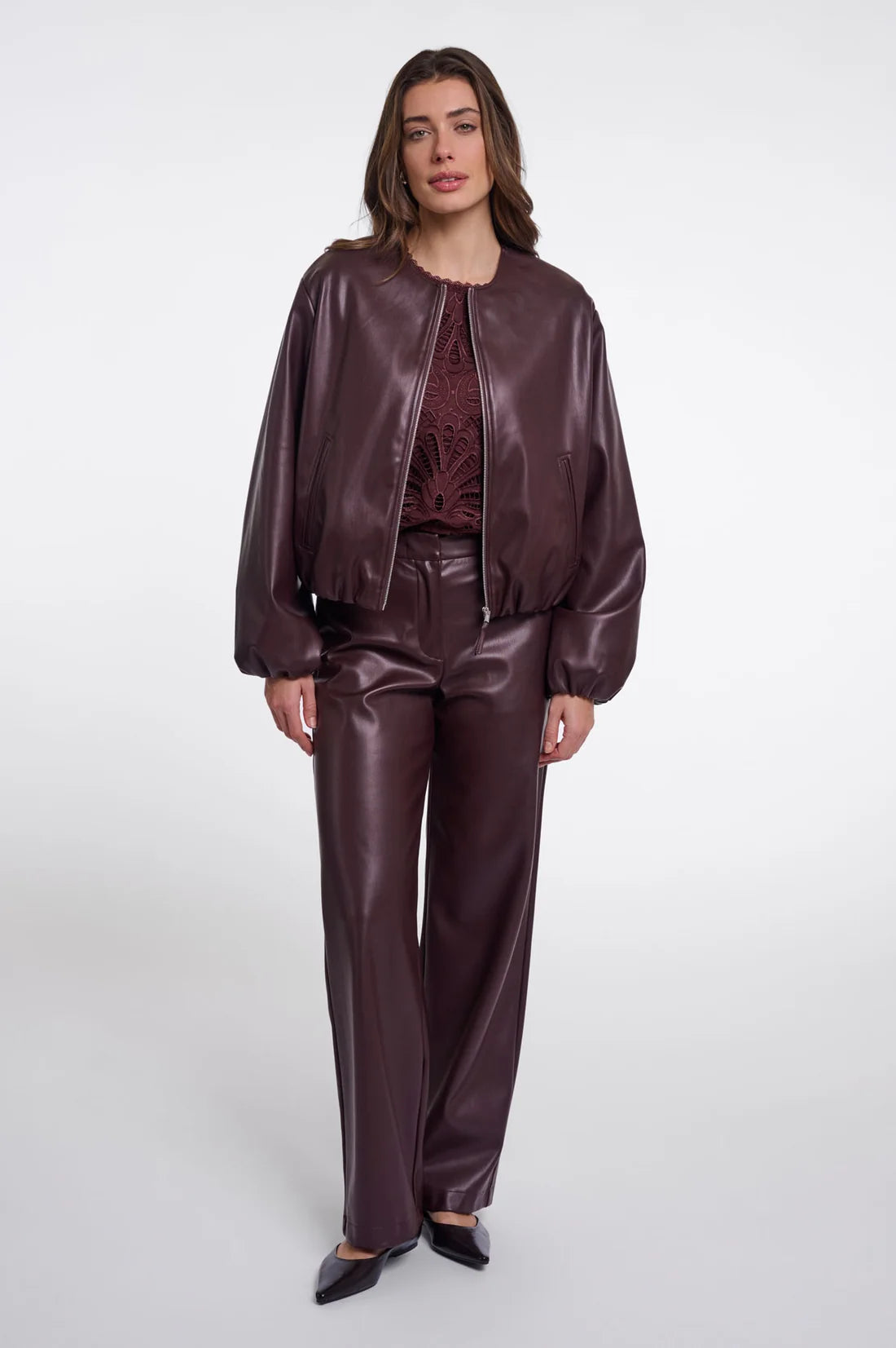Lomee Vegan Leather Jacket by Rino & Pelle in Chocolate Bean
