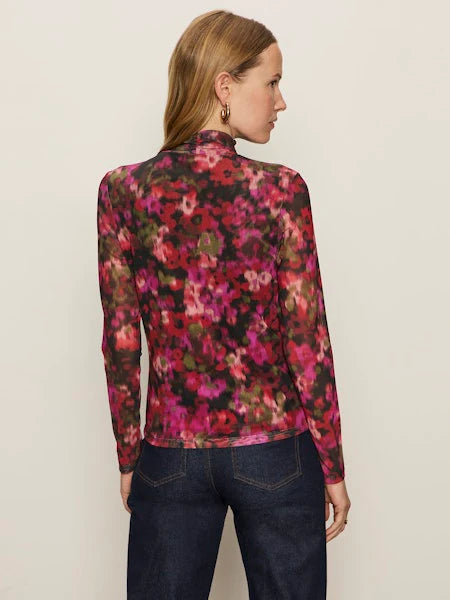 Long Sleeve Mesh Mock Neck by Sanctuary in Berry Glow