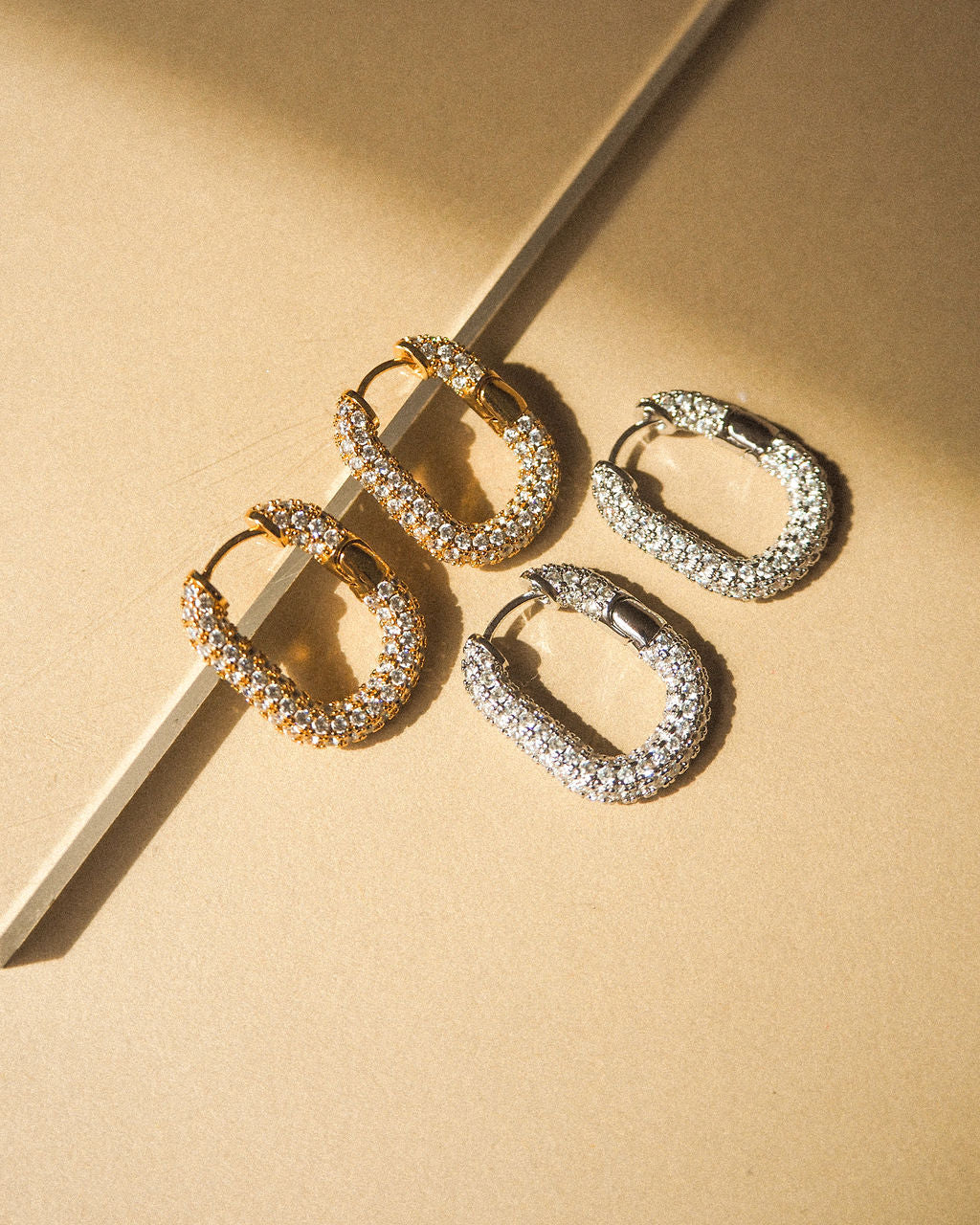 XL Pave Chain Link Hoops by LUV AJ in Silver