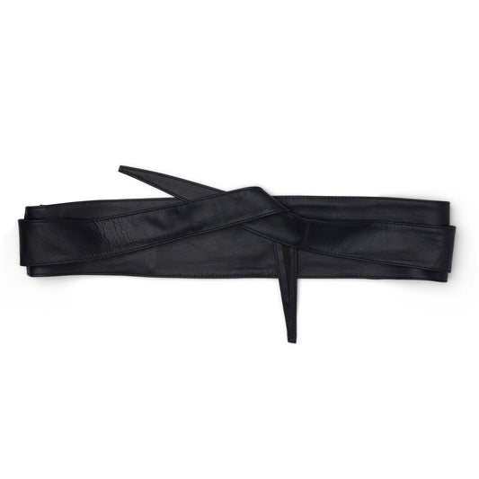 Olivia Leather Wrap Belt by Suzy D London in Black