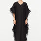 Maura Feather Caftan by Marie Oliver in Black