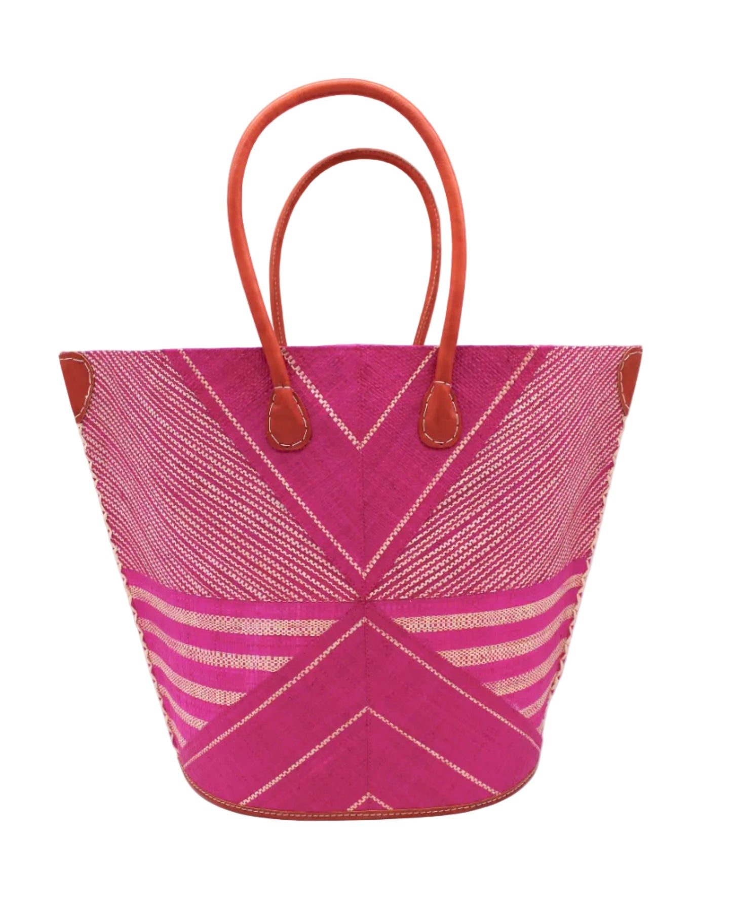 Mariposa Large Straw Tote Bag by Shebobo in Fuchsia
