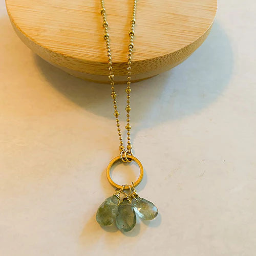 Moss Aquamarine Circle Necklace by Santore Jewelry