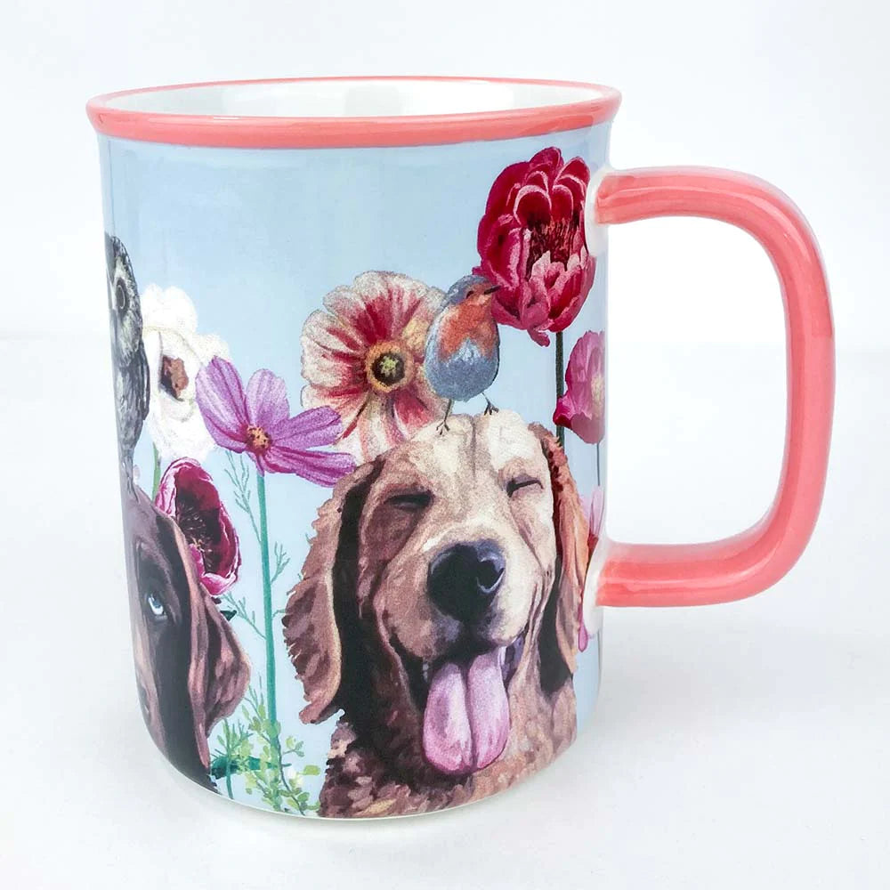 Dogs And Birds Serveware Mug by Greenbox Art