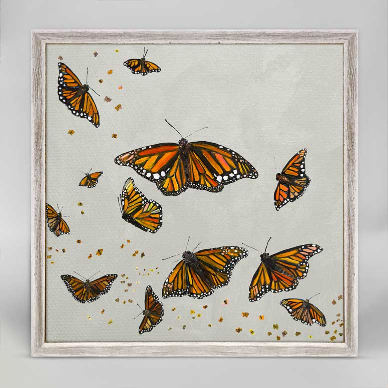 'Monarchs' Silver Mini Framed Canvas by Greenbox Art