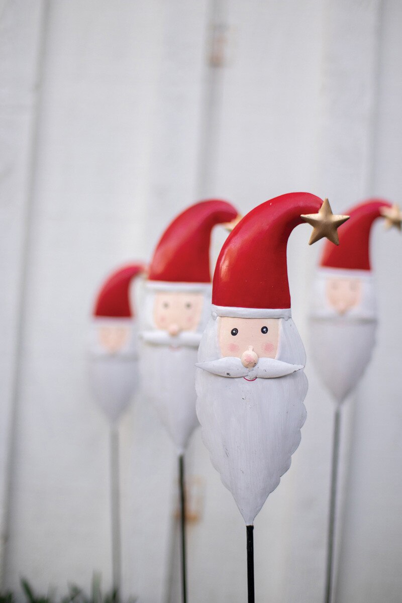 Painted Iron Santa Garden Stake by Kalalou