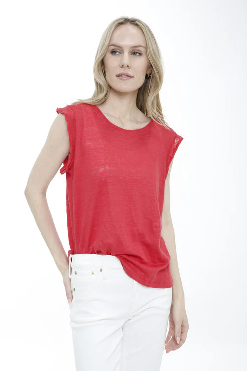 Ruffle Tank by InCashmere in Cherry