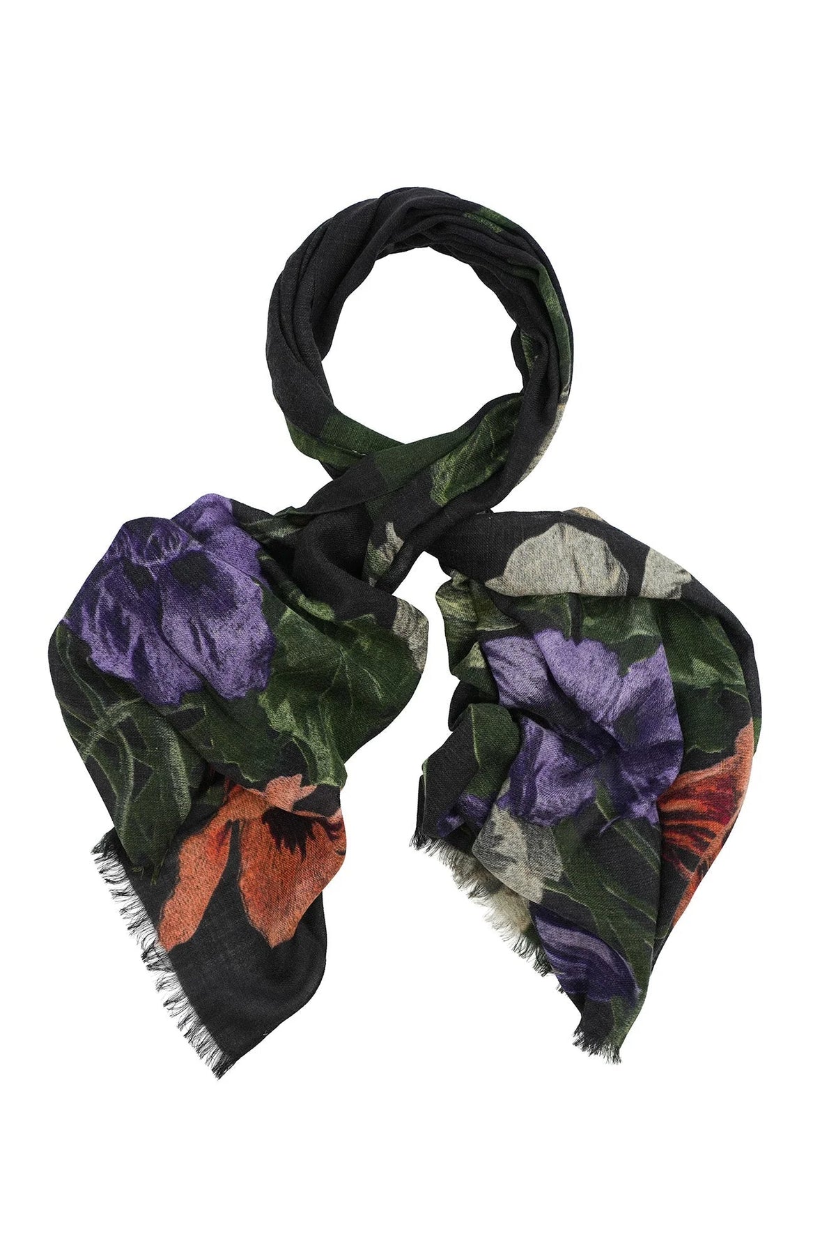Wool Scarf by One Hundred Stars in Nasturtium Black