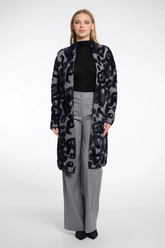 Negien Cardigan by Rino & Pelle in Grey Black Leopard