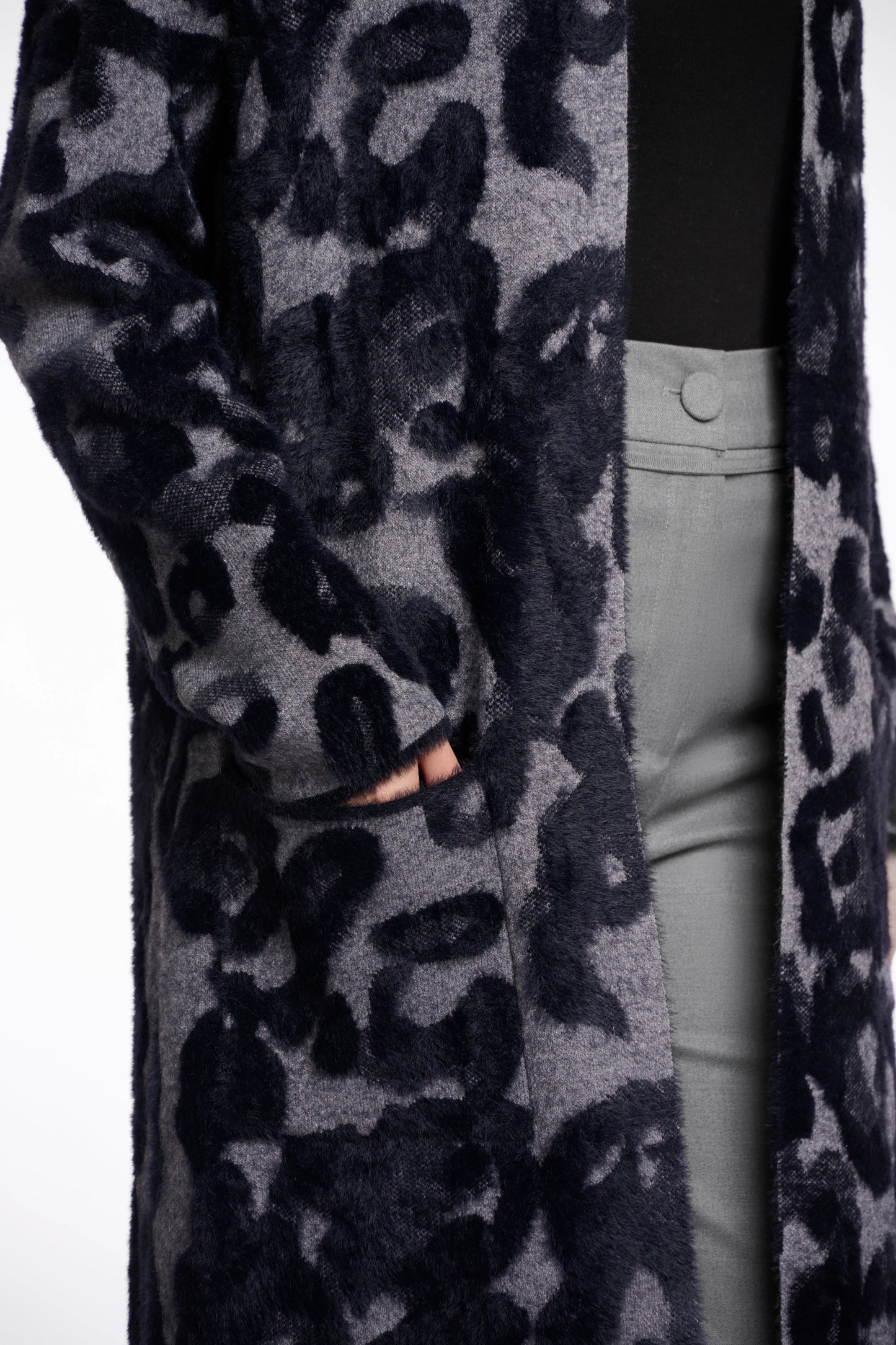 Negien Cardigan by Rino & Pelle in Grey Black Leopard