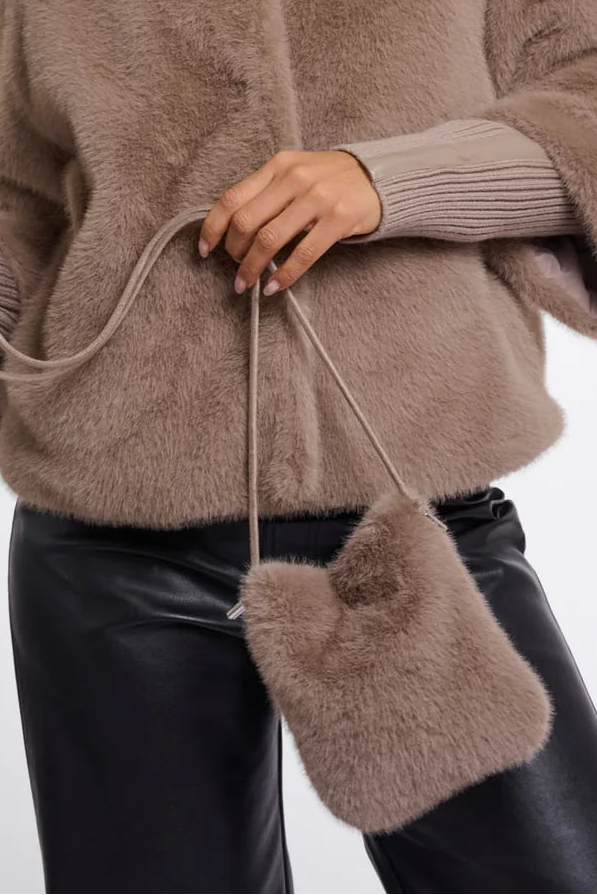 Blees Faux Fur Bag by Rino & Pelle in Mocha Latte