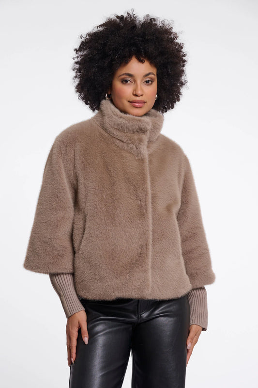 Nesrin Faux Fur Coat by Rino & Pelle in Mocha Latte