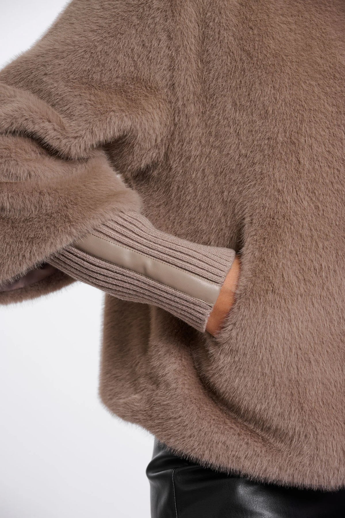 Nesrin Faux Fur Coat by Rino & Pelle in Mocha Latte