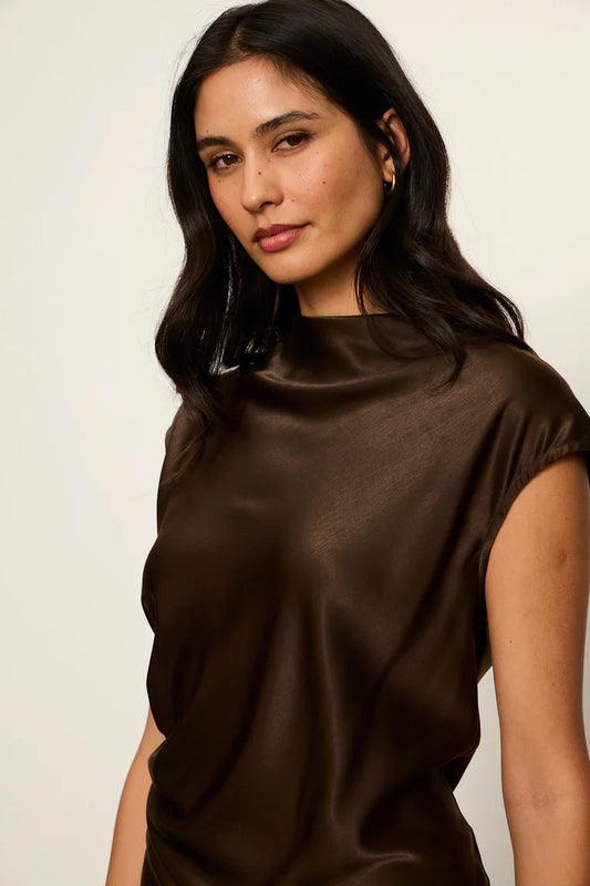 Nights With You Satin Shell Top by Sanctuary in Espresso Martini