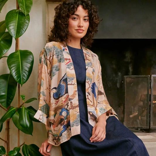 Hummingbird Kimono by One Hundred Stars in Nude