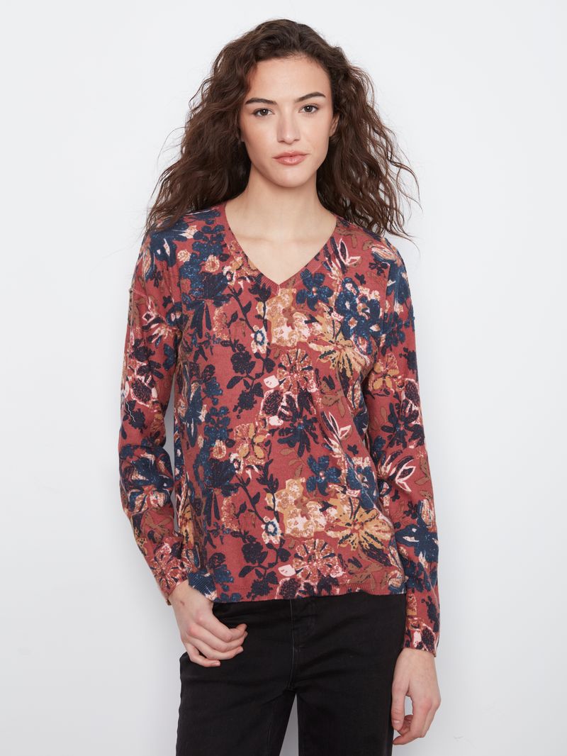 Long Sleeve Drop Shoulder Top by Charlie B in Passion