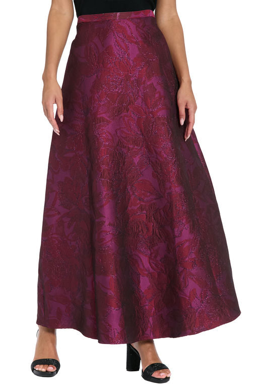 Brocade Jacquard Ball Gown Skirt by Muse in Fuchsia