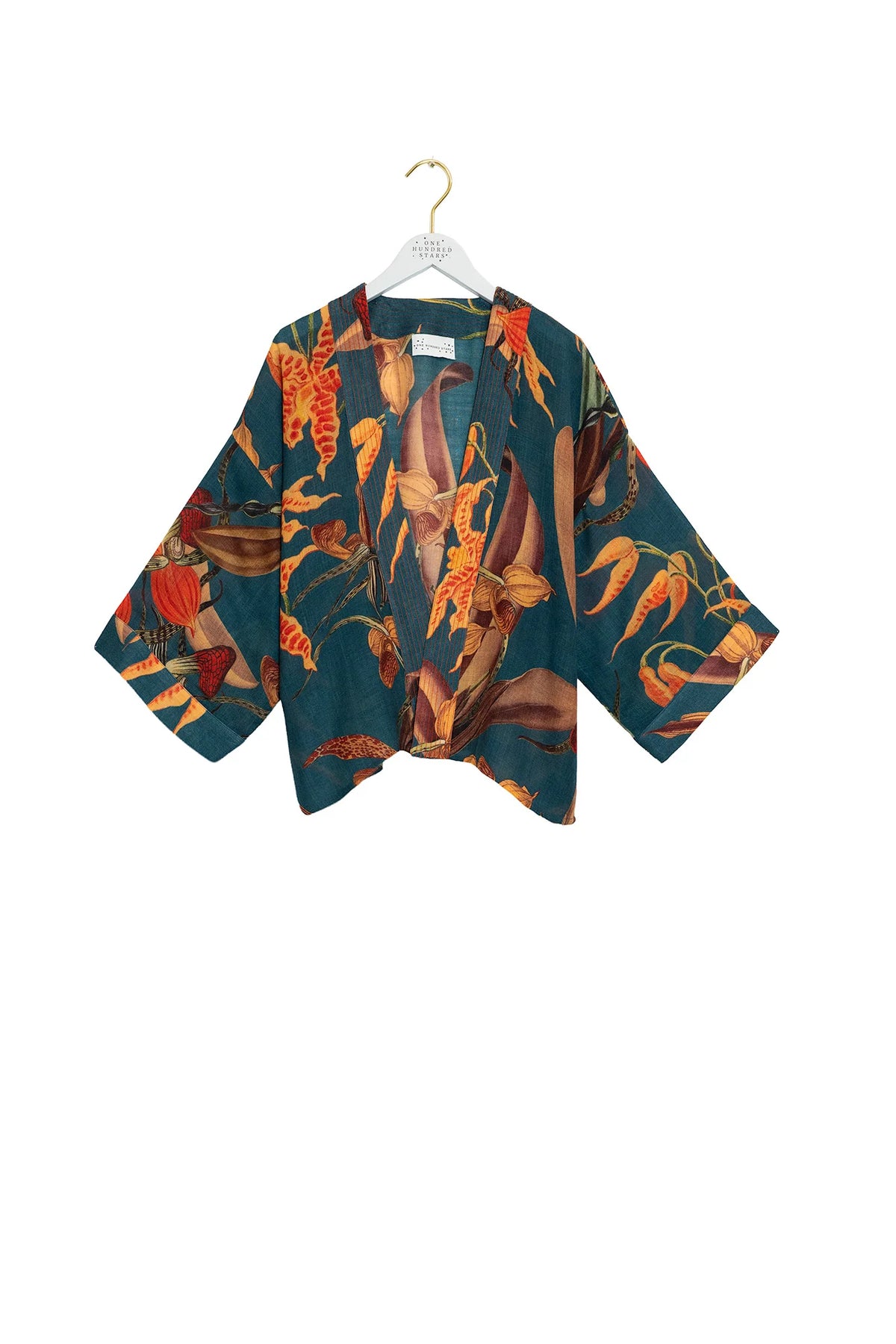 Wool Kimono by One Hundred Stars in Orchid Teal
