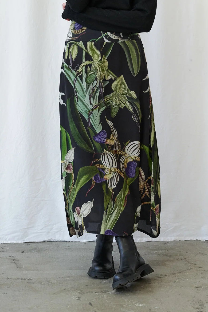 A-line Maxi Skirt by One Hundred Stars in Orchid Black