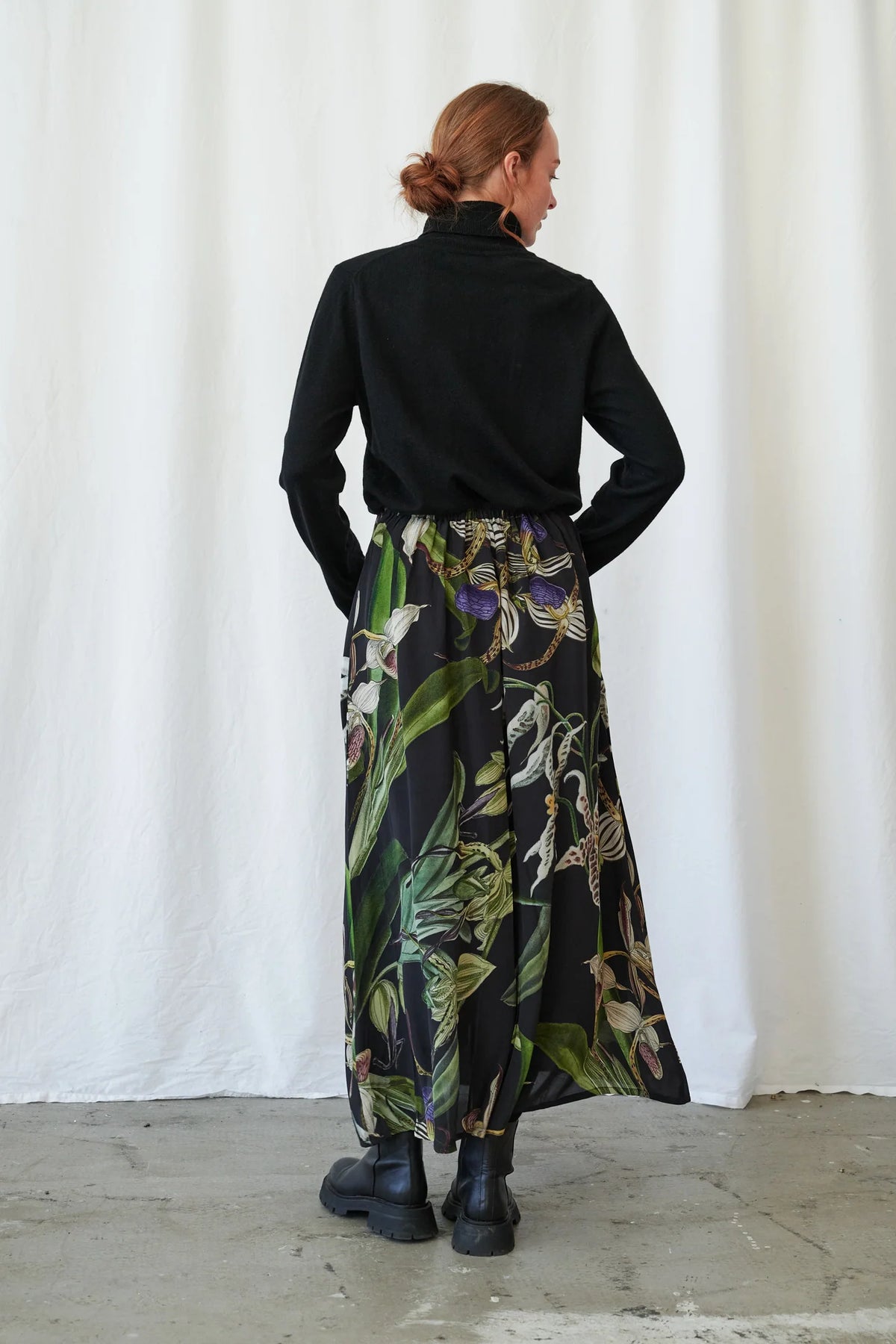 A-line Maxi Skirt by One Hundred Stars in Orchid Black