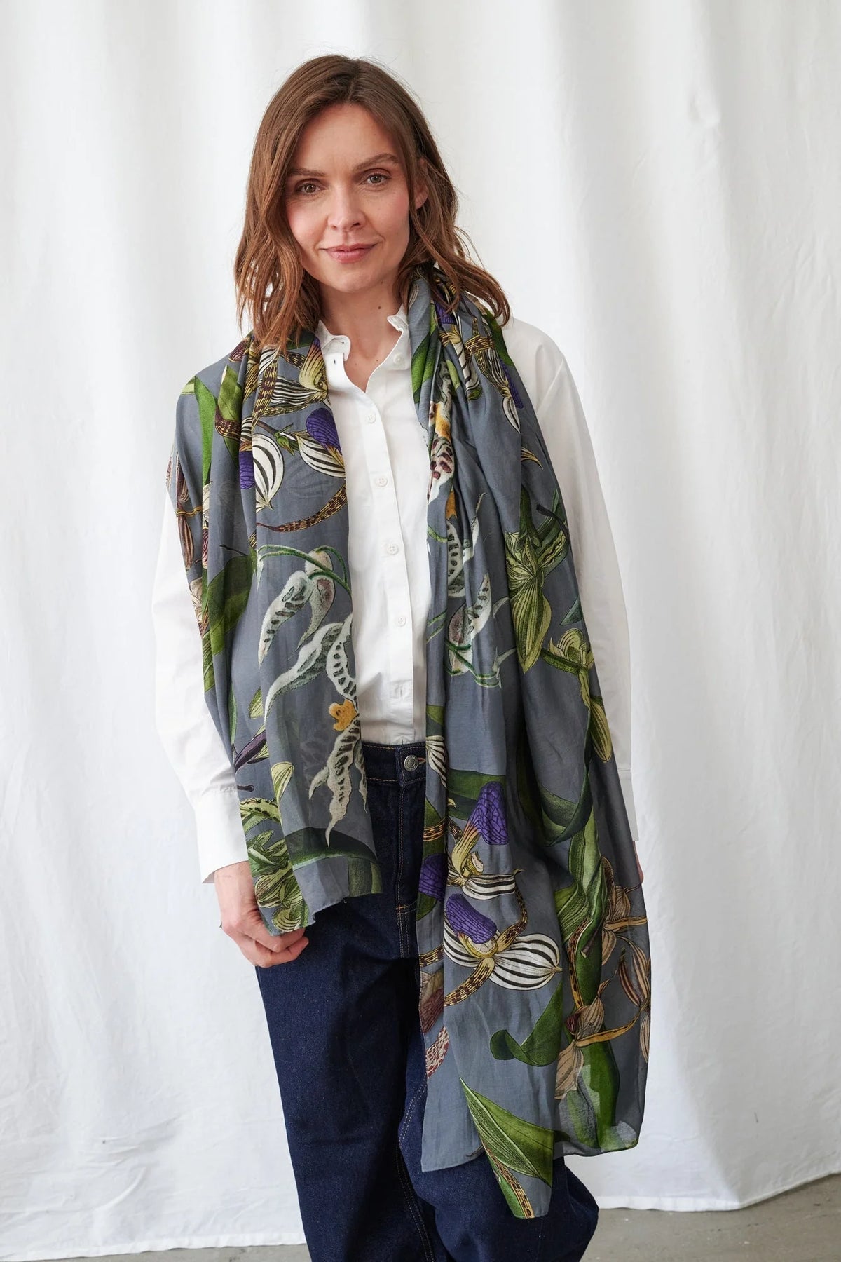 Scarf by One Hundred Stars in Orchid Grey