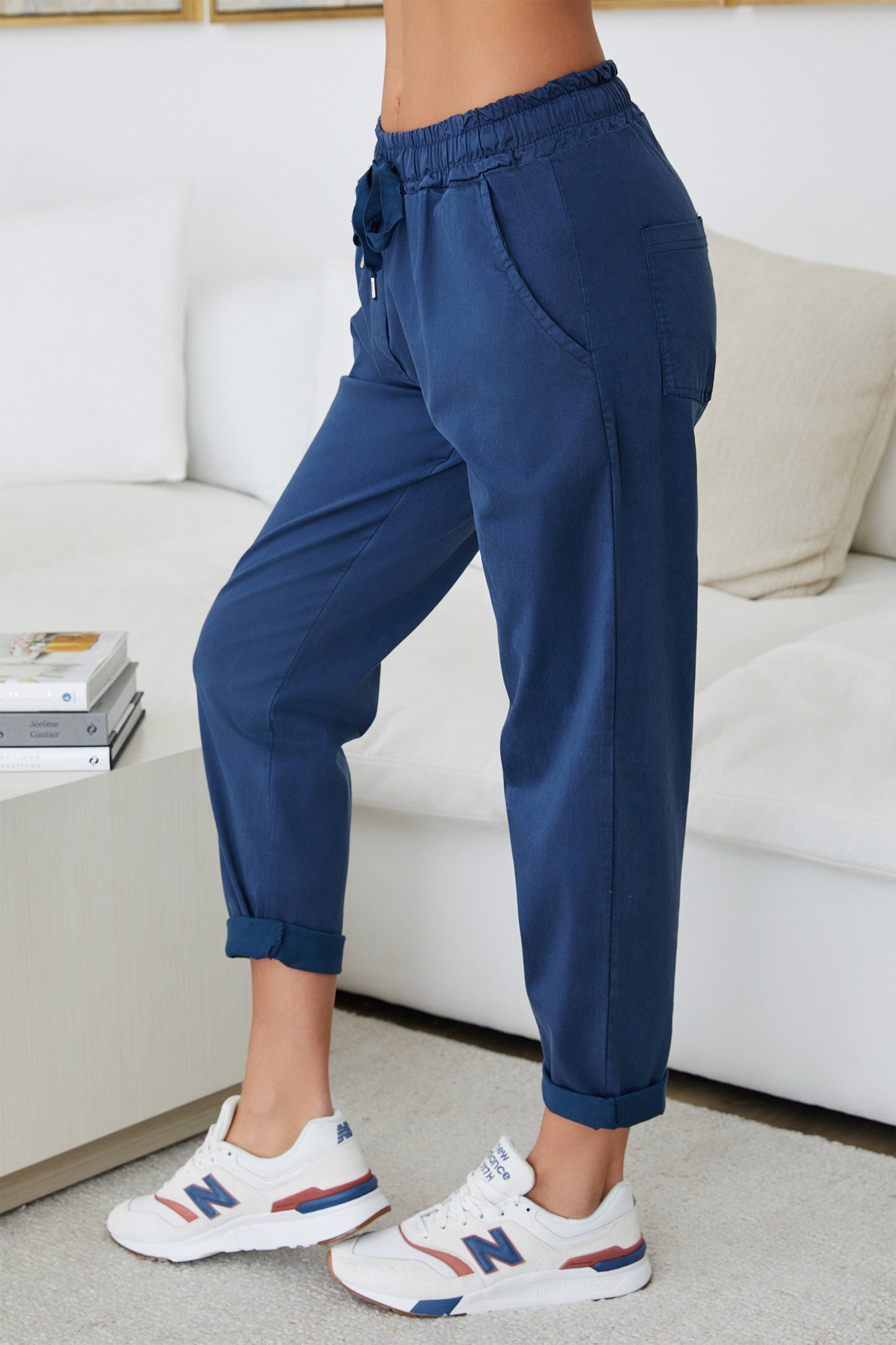 Lightweight Jogger with Drawstring Waist by Milio Milano in Navy