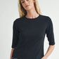 Elbow Sleeve Knit Tee by Fun2Fun in Black
