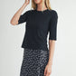 Elbow Sleeve Knit Tee by Fun2Fun in Black