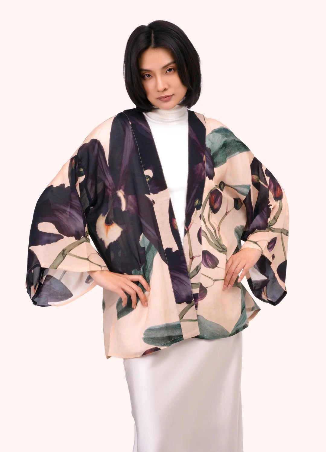 Short Kimono Jacket by Powder Design in Midnight Orchid