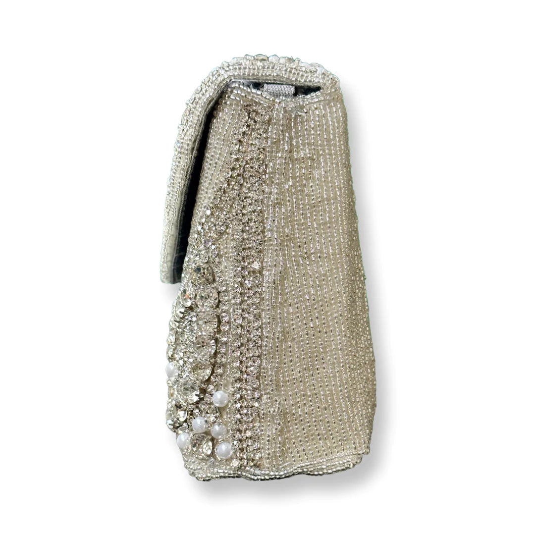 Clear Stones and Pearl Beaded Handbag by David Jeffery