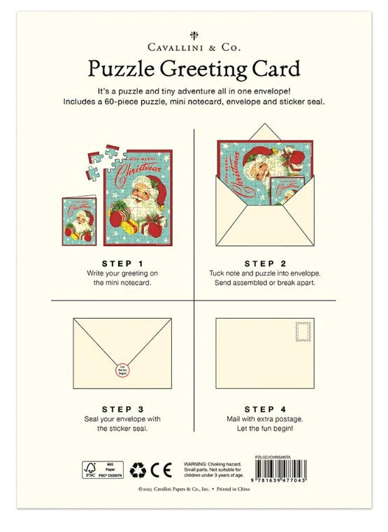 Christmas Santa Puzzle Greeting Card by Cavillini Papers & Co