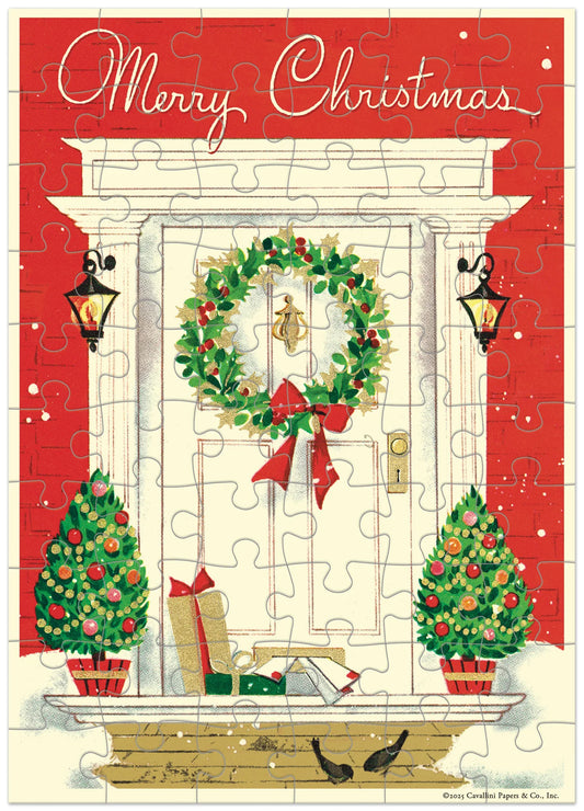 Merry Christmas Home Puzzle Greeting Card by Cavallini Papers & Co