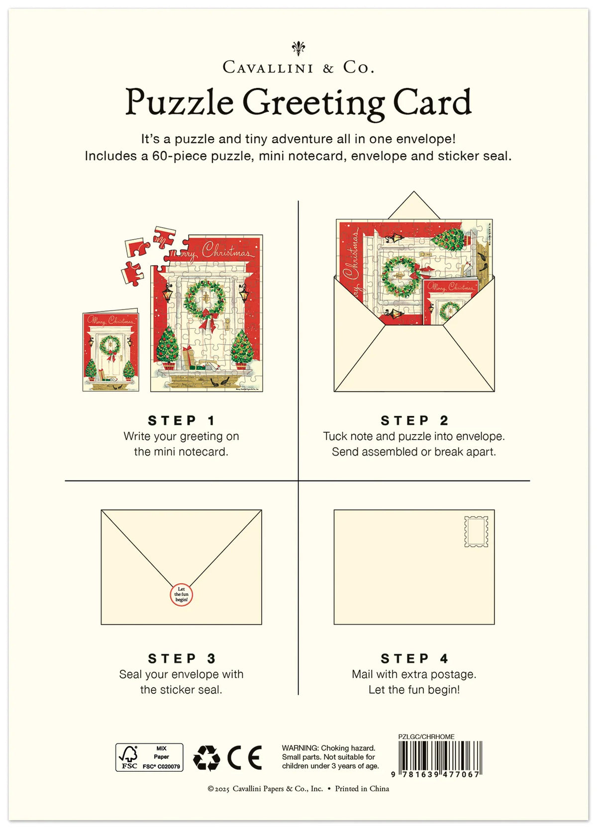 Merry Christmas Home Puzzle Greeting Card by Cavallini Papers & Co