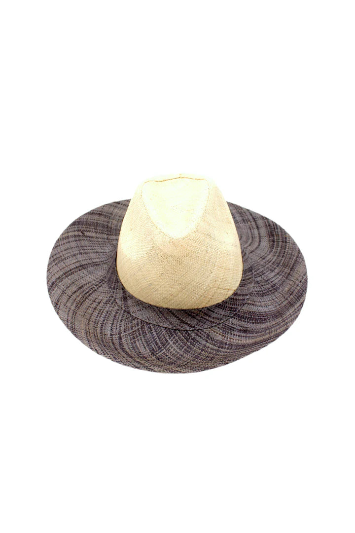 Panama Unisex Two Tone Straw Hats by Shebobo in Natural/Grey