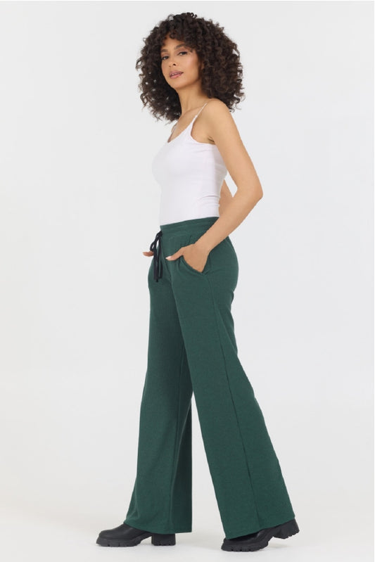 Ribbed Wide Leg Pant by Astrologie in Hunter Green