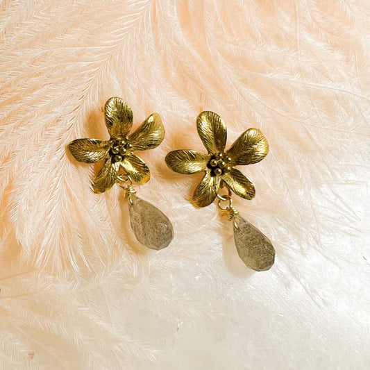 Petal Flower Stud Post Earring by Santore Jewelry w/Labradorite