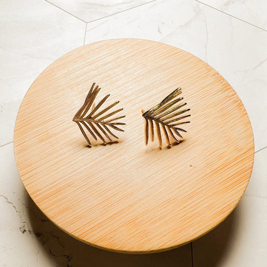 Gold Plated Pine Needle Stud Earring by Santore Jewelry
