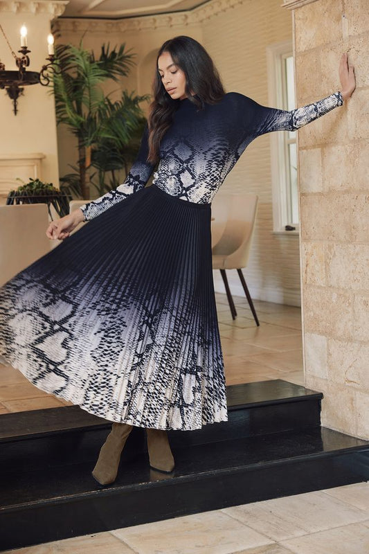 Akira Snakeskin Skirt by Wild Cosmos in Ink Mix