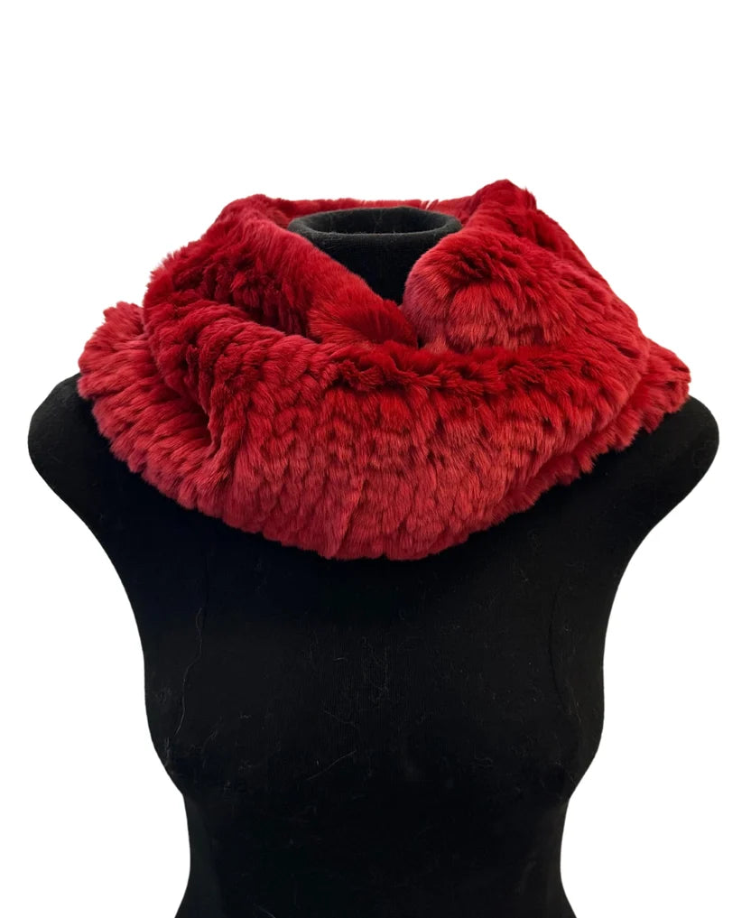 Rex Rabbit Funnel Collar Scarf by Linda Richards in Crimson