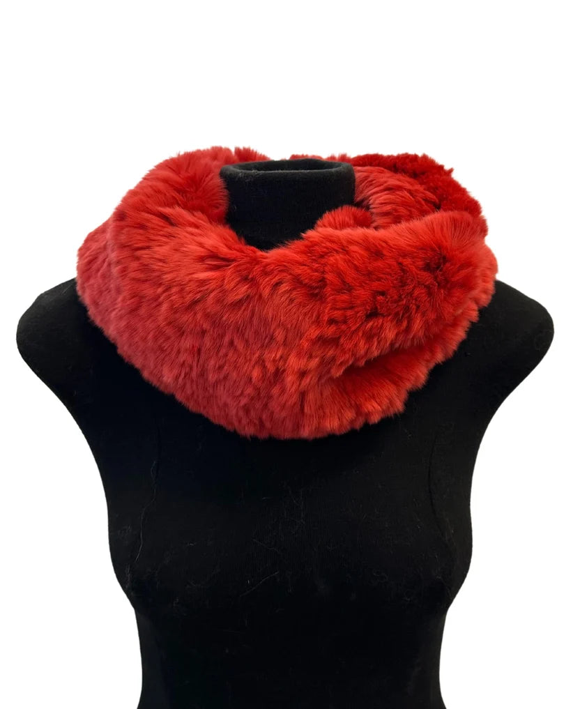 Rex Rabbit Funnel Collar Scarf by Linda Richards in Crimson