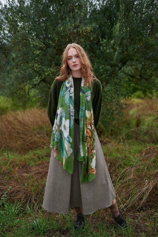 Scarf by One Hundred Stars in Rhodoleia Green